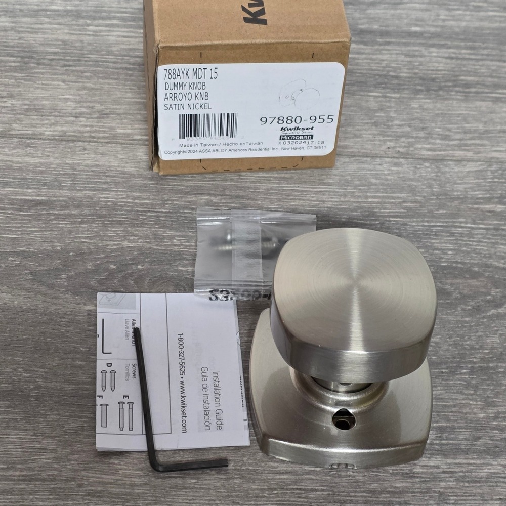 Kwikset Dummy Knob Satin Nickel 788AYK MDT 15 Signature Series Square